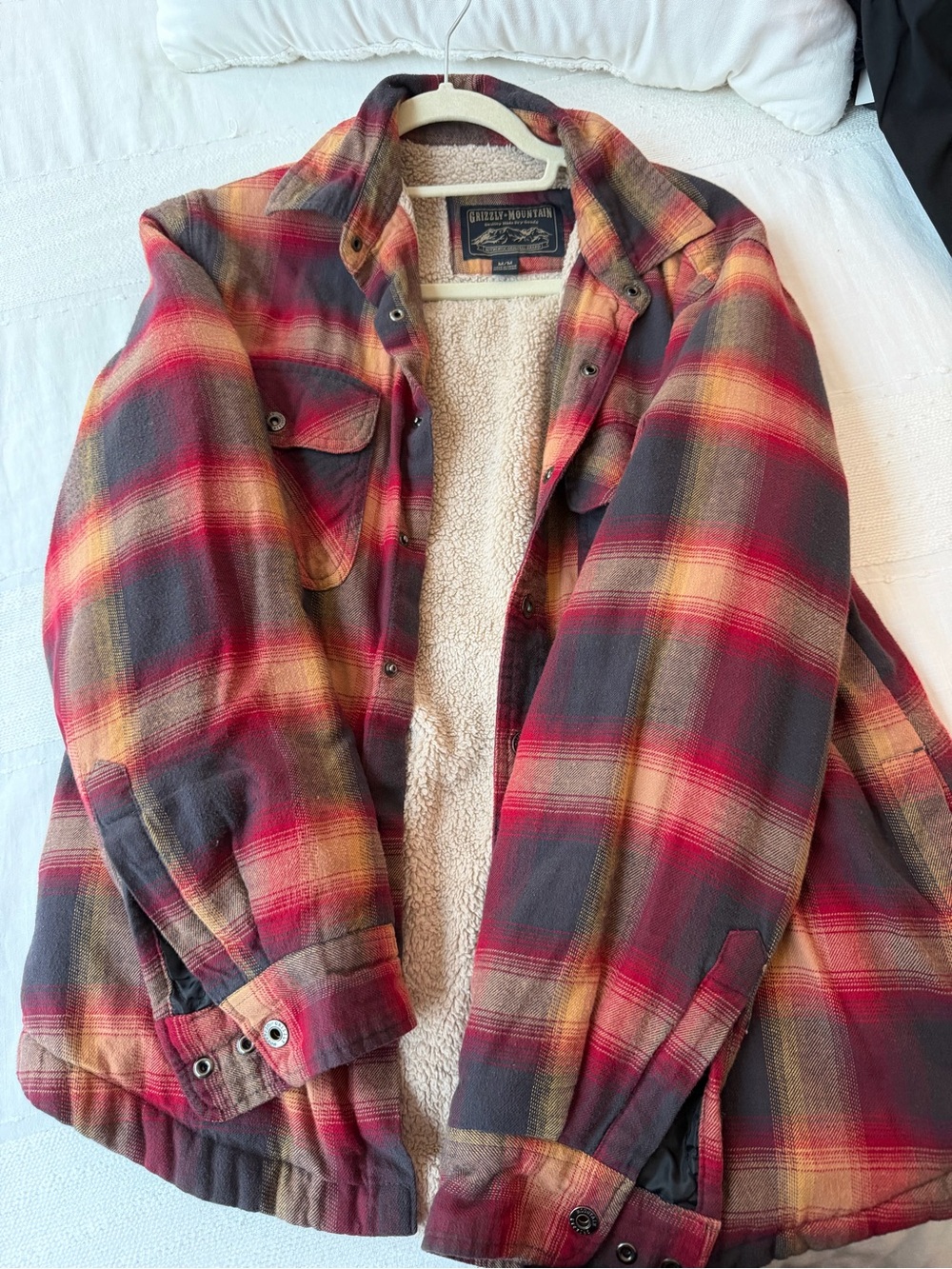 Red Plaid Sherpa-Lined Women’s Jacket